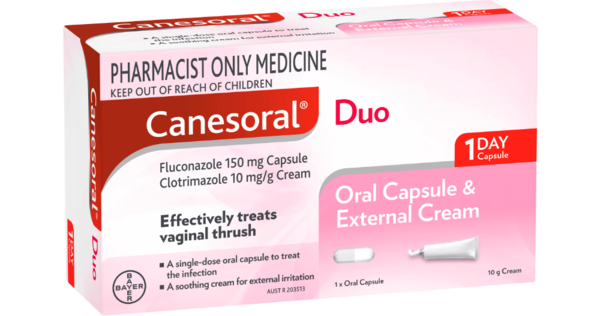CanesOral Duo Oral Capsule External Cream Canesten products